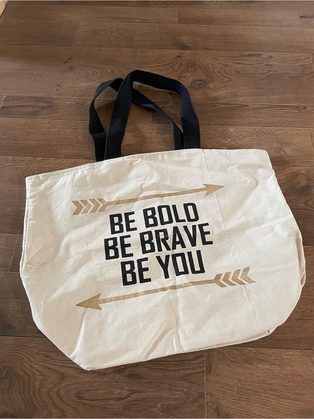 Canvas Tote Bag - Be Bold Be Brave Be You - Black & Tan